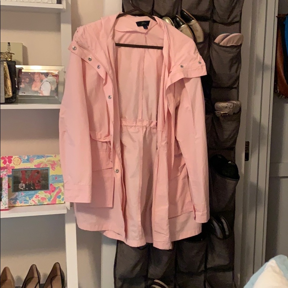 Jcrew perfect rain coat in blush